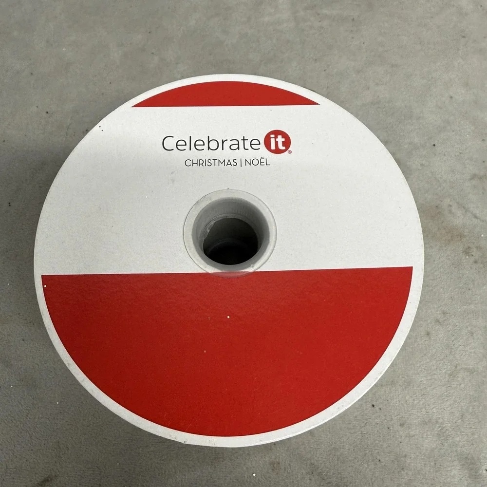 Celebrate It Christmas Wired Ribbon Lot 4 Spools Truck Lights‎ Red Green Glitter